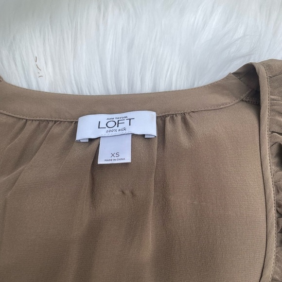 Loft 100% Silk Dress - size XS - Taupe - Picture 7 of 8